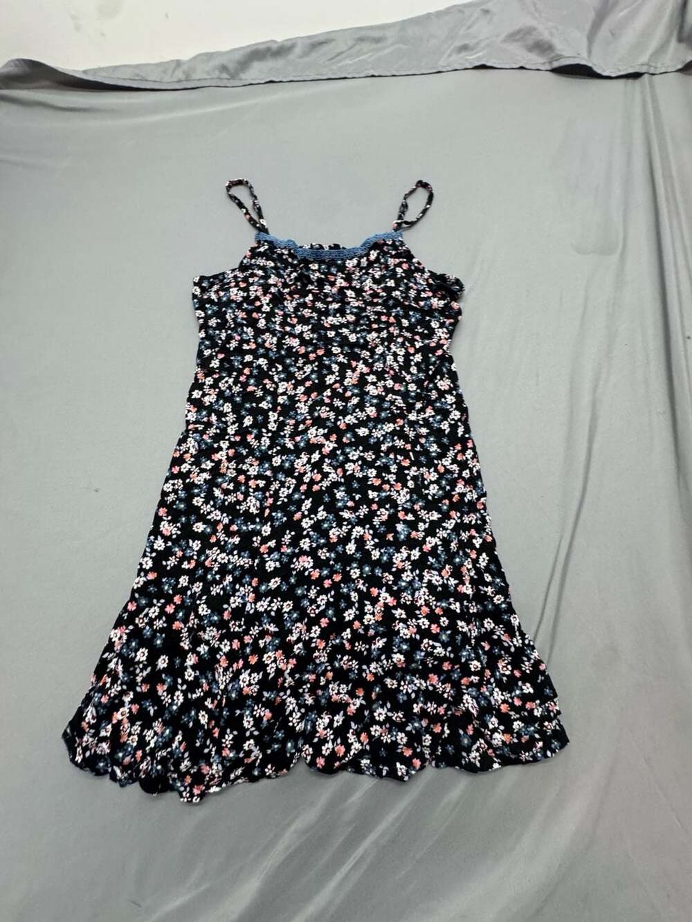 Arizona Jean Co. Floral Sundress Size 16 1/2 Plus Black Spaghetti Strap